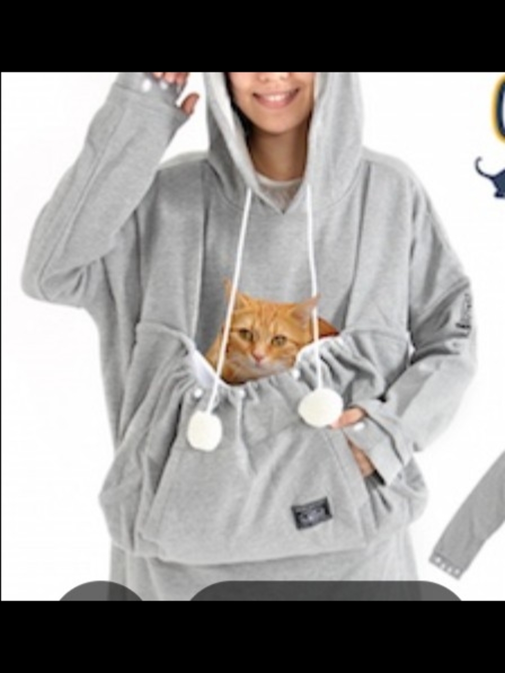 Grey Cat Carrier Hoodie with Front Pouch - Comfortable Pet Hoodie